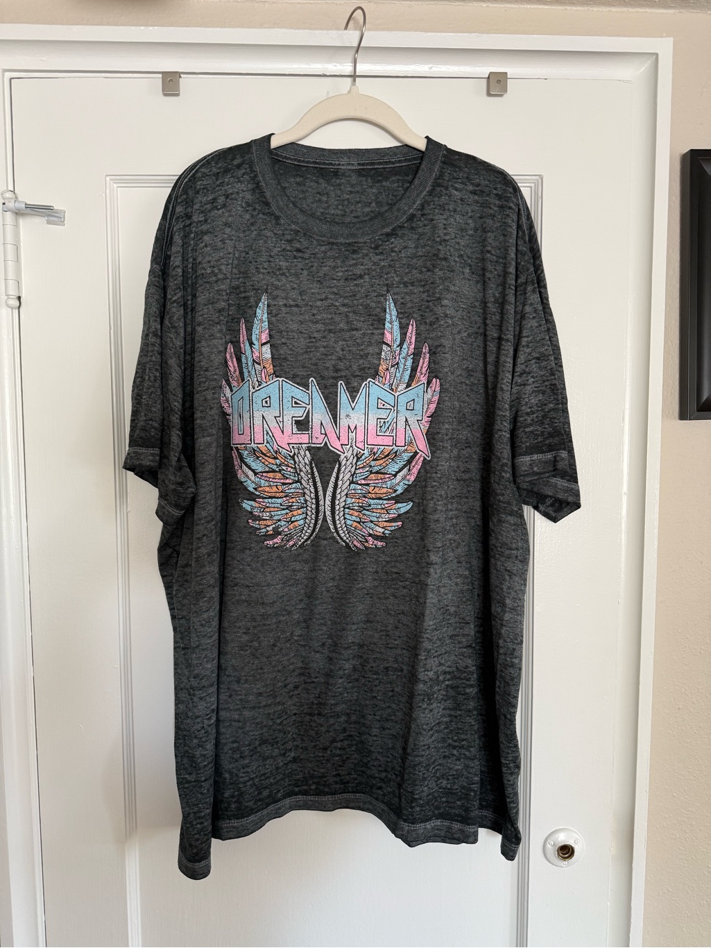 Charcoal 'Dreamer' Graphic Tee With Pastel Wings